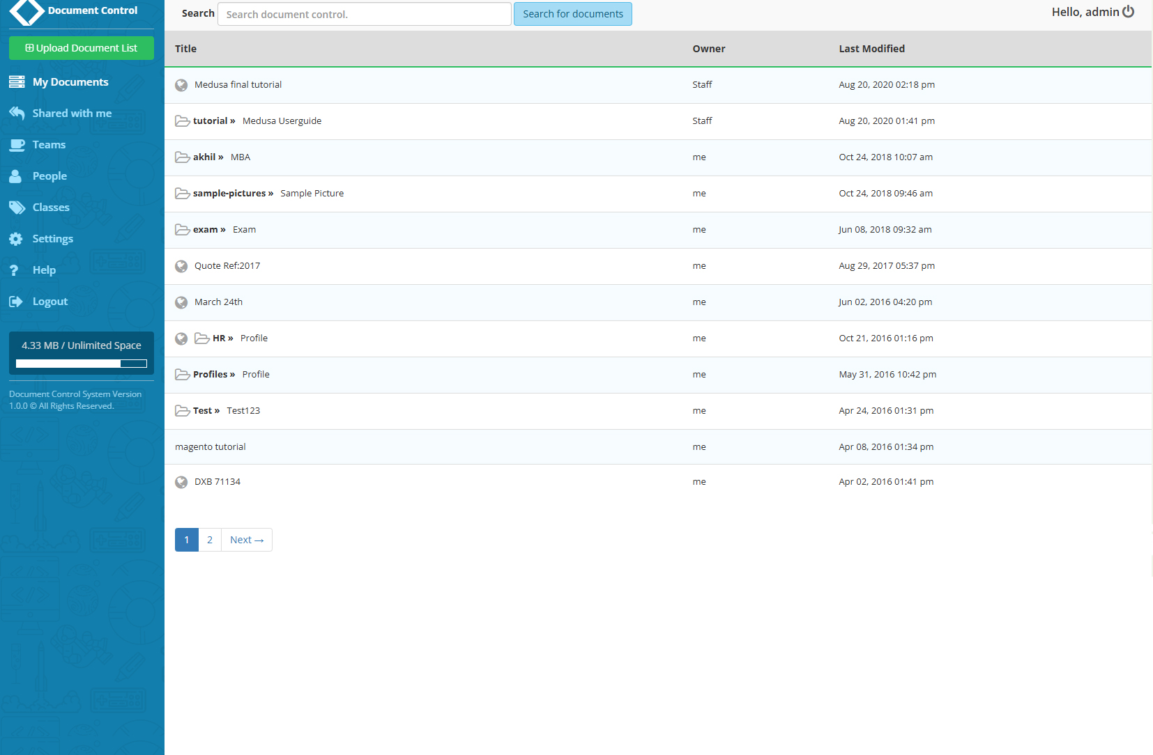 Document Management System Dashboard